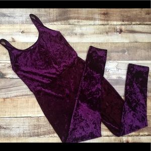 Purple Velvet Catsuit Romper